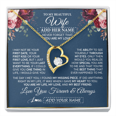 Forever Love Necklace 18K Yellow Gold Finish | 1 | Personalized To My Beautiful Wife Gift Necklace You Are My Love Gifts For Wife From Husband For Her Birthday Valentines Day Custom Gift Box Message Card | siriusteestore.myshopify