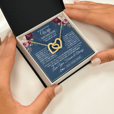 Interlocking Hearts Necklace 18K Yellow Gold Finish | 2 | Personalized To My Beautiful Wife Gift Necklace You Are My Love Gifts For Wife From Husband For Her Birthday Valentines Day Custom Gift Box Message Card | siriusteestore.myshopify