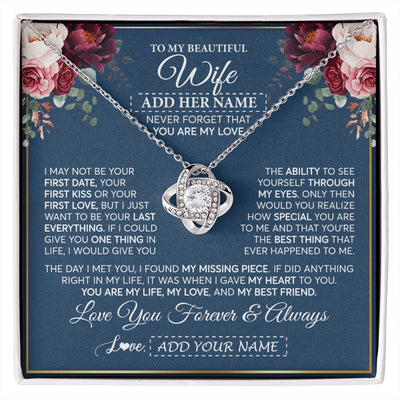 Love Knot Necklace 14K White Gold Finish | 1 | Personalized To My Beautiful Wife Gift Necklace You Are My Love Gifts For Wife From Husband For Her Birthday Valentines Day Custom Gift Box Message Card | siriusteestore.myshopify