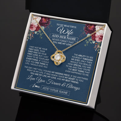 Love Knot Necklace 18K Yellow Gold Finish | 2 | Personalized To My Beautiful Wife Gift Necklace You Are My Love Gifts For Wife From Husband For Her Birthday Valentines Day Custom Gift Box Message Card | siriusteestore.myshopify