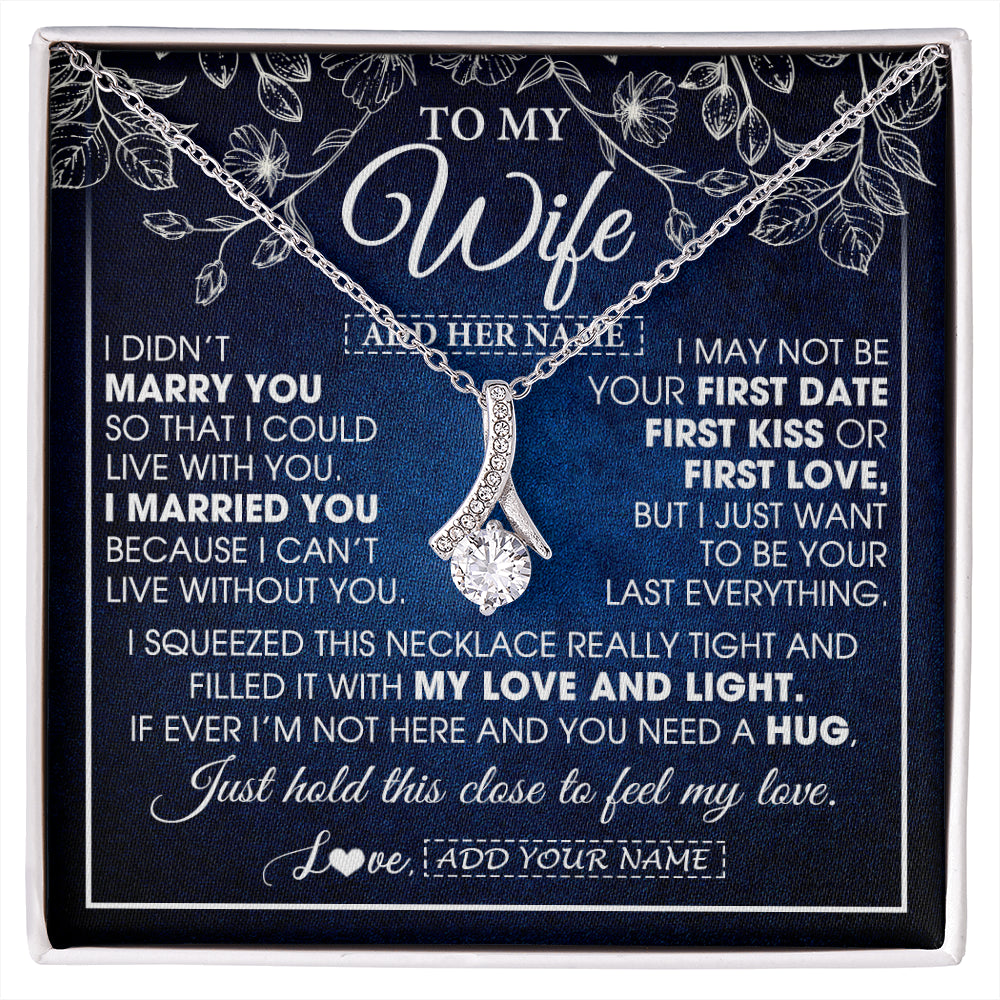 Alluring Beauty Necklace 14K White Gold Finish | 1 | Personalized To My Beautiful Wife Gifts From Husband Necklace Jewelry For Her Wife Wedding Anniversary Birthday Christmas Customized Gift Box Message Card | siriusteestore