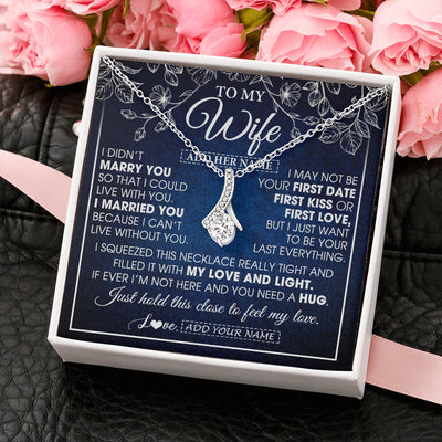 Alluring Beauty Necklace 14K White Gold Finish | 2 | Personalized To My Beautiful Wife Gifts From Husband Necklace Jewelry For Her Wife Wedding Anniversary Birthday Christmas Customized Gift Box Message Card | siriusteestore