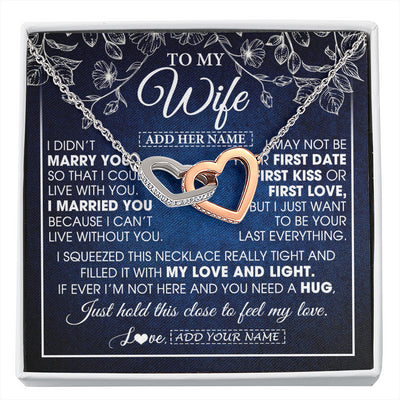 Interlocking Hearts Necklace Stainless Steel & Rose Gold Finish | 1 | Personalized To My Beautiful Wife Gifts From Husband Necklace Jewelry For Her Wife Wedding Anniversary Birthday Christmas Customized Gift Box Message Card | siriusteestore