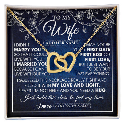 Interlocking Hearts Necklace 18K Yellow Gold Finish | 1 | Personalized To My Beautiful Wife Gifts From Husband Necklace Jewelry For Her Wife Wedding Anniversary Birthday Christmas Customized Gift Box Message Card | siriusteestore