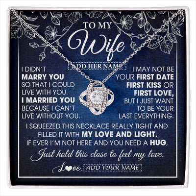 Love Knot Necklace 14K White Gold Finish | 1 | Personalized To My Beautiful Wife Gifts From Husband Necklace Jewelry For Her Wife Wedding Anniversary Birthday Christmas Customized Gift Box Message Card | siriusteestore