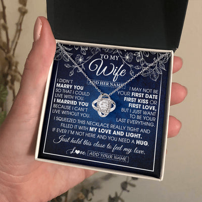 Love Knot Necklace 14K White Gold Finish | 2 | Personalized To My Beautiful Wife Gifts From Husband Necklace Jewelry For Her Wife Wedding Anniversary Birthday Christmas Customized Gift Box Message Card | siriusteestore