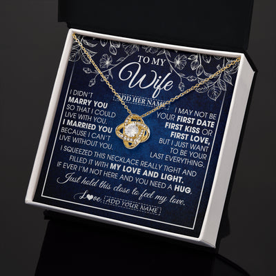 Love Knot Necklace 18K Yellow Gold Finish | 2 | Personalized To My Beautiful Wife Gifts From Husband Necklace Jewelry For Her Wife Wedding Anniversary Birthday Christmas Customized Gift Box Message Card | siriusteestore