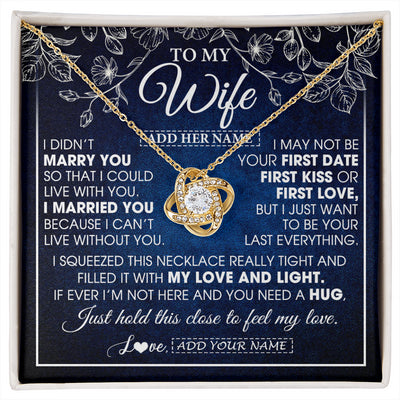 Love Knot Necklace 18K Yellow Gold Finish | 1 | Personalized To My Beautiful Wife Gifts From Husband Necklace Jewelry For Her Wife Wedding Anniversary Birthday Christmas Customized Gift Box Message Card | siriusteestore