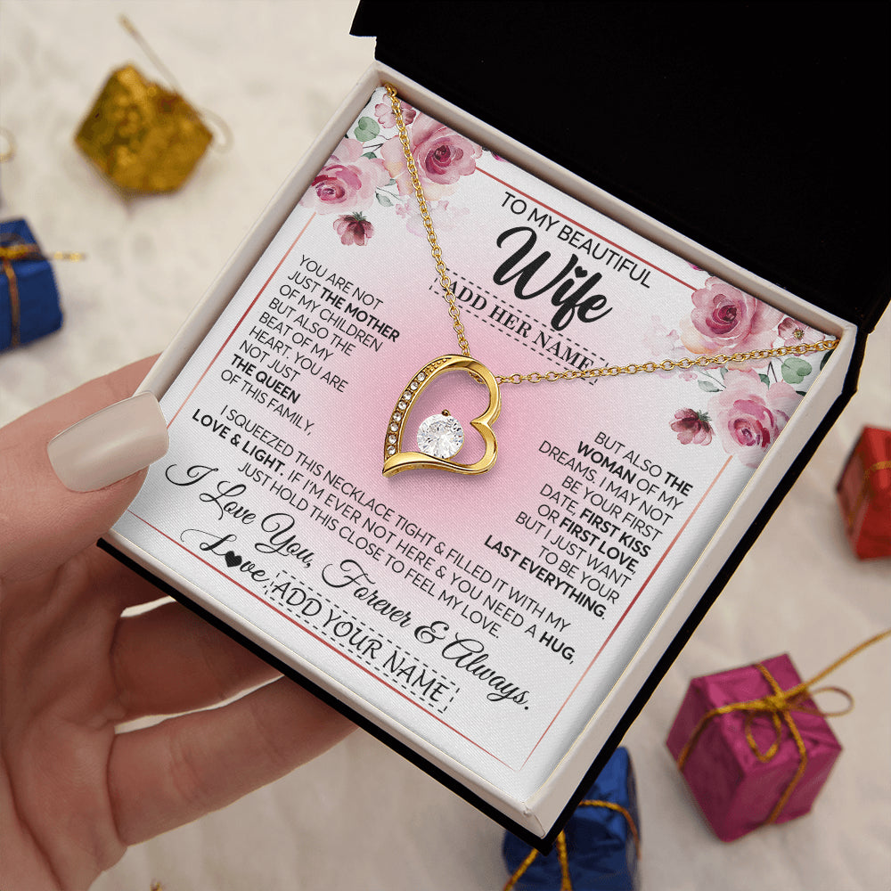 Forever Love Necklace 18K Yellow Gold Finish | 2 | Personalized To My Beautiful Wife Gifts From Husband Necklace Mother Of My Children Soulmate For Her Wife Mothers Day Birthday Christmas Gift Box Message Card | siriusteestore