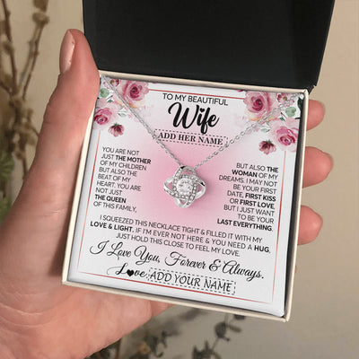 Love Knot Necklace 14K White Gold Finish | 2 | Personalized To My Beautiful Wife Gifts From Husband Necklace Mother Of My Children Soulmate For Her Wife Mothers Day Birthday Christmas Gift Box Message Card | siriusteestore