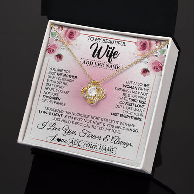 Love Knot Necklace 18K Yellow Gold Finish | 2 | Personalized To My Beautiful Wife Gifts From Husband Necklace Mother Of My Children Soulmate For Her Wife Mothers Day Birthday Christmas Gift Box Message Card | siriusteestore