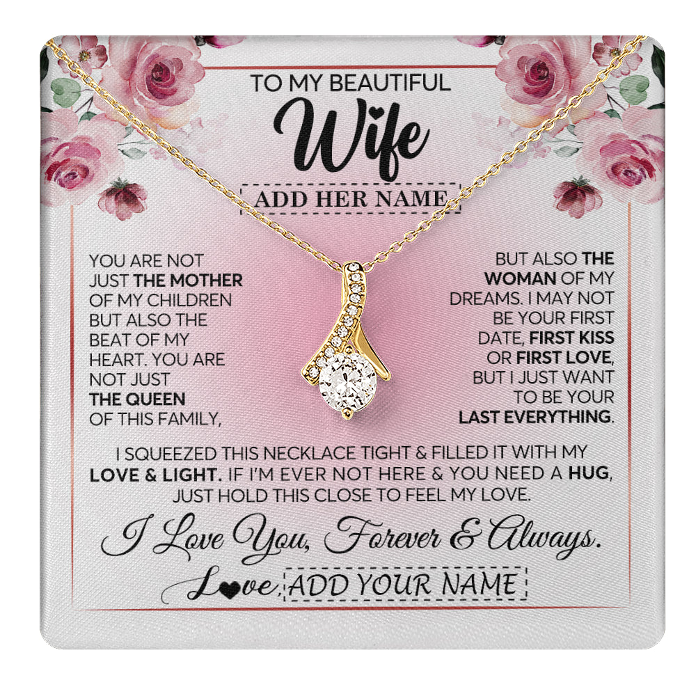 Alluring Beauty Necklace 18K Yellow Gold Finish | 1 | Personalized To My Beautiful Wife Gifts From Husband Necklace Mother Queen Soulmate For Her Wife Mothers Day Birthday Gifts Christmas Gift Box Message Card | siriusteestore