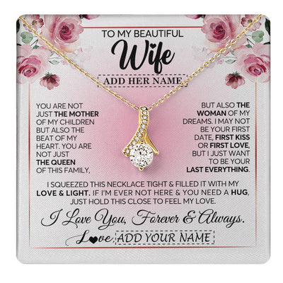 Alluring Beauty Necklace 18K Yellow Gold Finish | 1 | Personalized To My Beautiful Wife Gifts From Husband Necklace Mother Queen Soulmate For Her Wife Mothers Day Birthday Gifts Christmas Gift Box Message Card | siriusteestore
