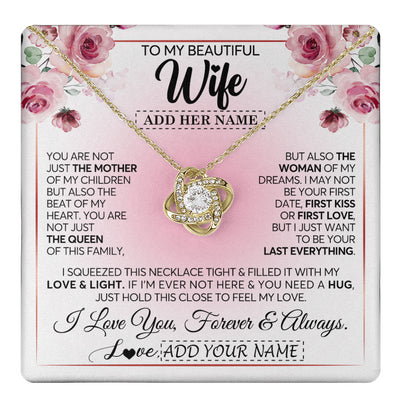 Love Knot Necklace 18K Yellow Gold Finish | 1 | Personalized To My Beautiful Wife Gifts From Husband Necklace Mother Queen Soulmate For Her Wife Mothers Day Birthday Gifts Christmas Gift Box Message Card | siriusteestore