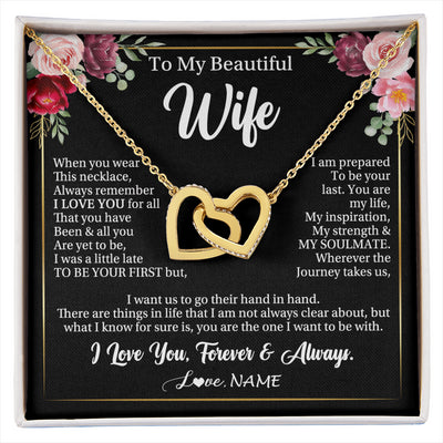 Interlocking Hearts Necklace 18K Yellow Gold Finish | 1 | Personalized To My Beautiful Wife Gifts Necklace From Husband When You Wear This Necklace Wife Birthday Christmas Anniversary Day Gift Box Message Card | siriusteestore