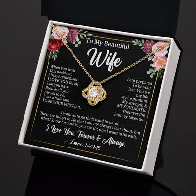 Love Knot Necklace 18K Yellow Gold Finish | 2 | Personalized To My Beautiful Wife Gifts Necklace From Husband When You Wear This Necklace Wife Birthday Christmas Anniversary Day Gift Box Message Card | siriusteestore