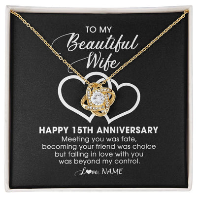 Love Knot Necklace 18K Yellow Gold Finish | Personalized To My Beautiful Wife Necklace From Husband 15 Years Wedding Anniversary For Her Married 15th Anniversary For Her Customized Gift Box Message | siriusteestore
