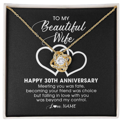 Love Knot Necklace 18K Yellow Gold Finish | Personalized To My Beautiful Wife Necklace From Husband 30 Years Wedding Anniversary For Her Married 30th Anniversary For Her Customized Gift Box Message | siriusteestore