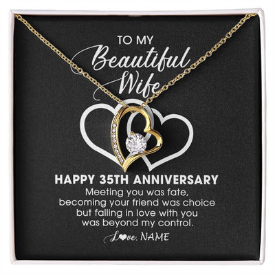 Forever Love Necklace 18K Yellow Gold Finish | Personalized To My Beautiful Wife Necklace From Husband 35 Years Wedding Anniversary For Her Married 35th Anniversary For Her Customized Gift Box Message | siriusteestore