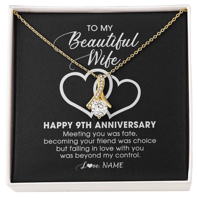 Alluring Beauty Necklace 18K Yellow Gold Finish | Personalized To My Beautiful Wife Necklace From Husband 9 Years Wedding Anniversary For Her Married 9th Anniversary For Her Customized Gift Box Message | siriusteestore