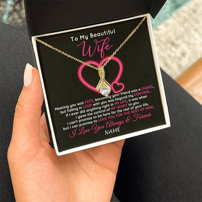 Alluring Beauty Necklace 18K Yellow Gold Finish | 2 | Personalized To My Beautiful Wife Necklace From Husband Falling In Love Wife Birthday Anniversary Wedding Valentines Day Customized Gift Box Message Card | siriusteestore