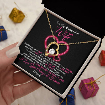Forever Love Necklace 18K Yellow Gold Finish | 2 | Personalized To My Beautiful Wife Necklace From Husband Falling In Love Wife Birthday Anniversary Wedding Valentines Day Customized Gift Box Message Card | siriusteestore