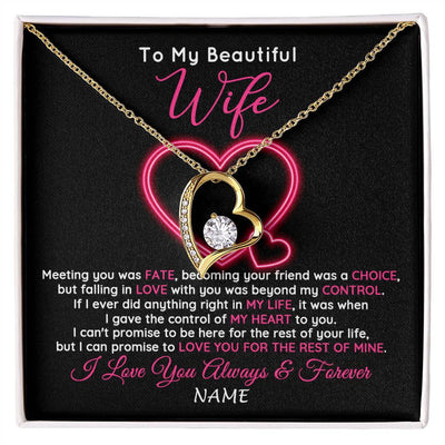 Forever Love Necklace 18K Yellow Gold Finish | 1 | Personalized To My Beautiful Wife Necklace From Husband Falling In Love Wife Birthday Anniversary Wedding Valentines Day Customized Gift Box Message Card | siriusteestore