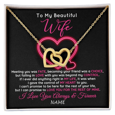 Interlocking Hearts Necklace 18K Yellow Gold Finish | 1 | Personalized To My Beautiful Wife Necklace From Husband Falling In Love Wife Birthday Anniversary Wedding Valentines Day Customized Gift Box Message Card | siriusteestore