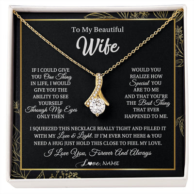 Alluring Beauty Necklace 18K Yellow Gold Finish | 1 | Personalized To My Beautiful Wife Necklace From Husband Feel My Love For Her Wife Birthday Anniversary Wedding Valentines Christmas Customized Message Card | https://siriusteestore.