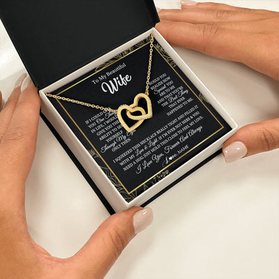 Interlocking Hearts Necklace 18K Yellow Gold Finish | 2 | Personalized To My Beautiful Wife Necklace From Husband Feel My Love For Her Wife Birthday Anniversary Wedding Valentines Christmas Customized Message Card | https://siriusteestore.