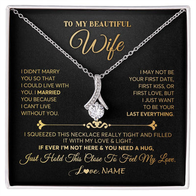 Alluring Beauty Necklace | Personalized To My Beautiful Wife Necklace From Husband Feel My Love Soulmate Wedding Anniversary Valentines Day Birthday Customized Gift Box Message Card | siriusteestore