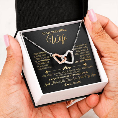 Interlocking Hearts Necklace | Personalized To My Beautiful Wife Necklace From Husband Feel My Love Soulmate Wedding Anniversary Valentines Day Birthday Customized Gift Box Message Card | siriusteestore