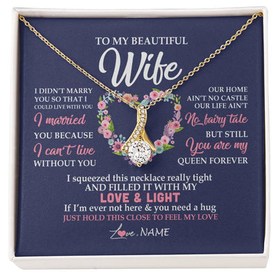 Alluring Beauty Necklace 18K Yellow Gold Finish | Personalized To My Beautiful Wife Necklace From Husband Feel My Love Wife Birthday Anniversary Wedding Valentines Day Christmas Customized Message Card | siriusteestore
