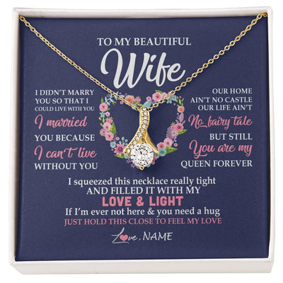 Alluring Beauty Necklace 18K Yellow Gold Finish | Personalized To My Beautiful Wife Necklace From Husband Feel My Love Wife Birthday Anniversary Wedding Valentines Day Christmas Customized Message Card | siriusteestore