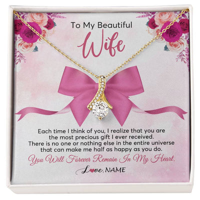 Alluring Beauty Necklace 18K Yellow Gold Finish | 1 | Personalized To My Beautiful Wife Necklace From Husband Forever In My Heart Wife Birthday Anniversary Wedding Valentines Day Customized Gift Box Message Card | siriusteestore