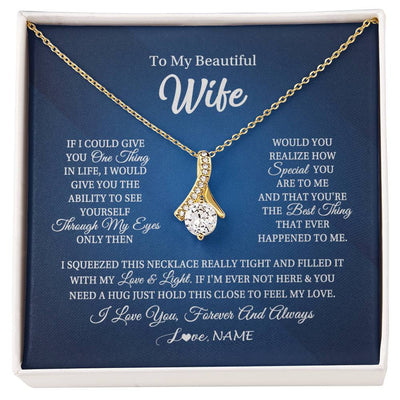 Alluring Beauty Necklace 18K Yellow Gold Finish | 1 | Personalized To My Beautiful Wife Necklace From Husband Hold This Close My Love Wife Birthday Anniversary Valentine Christmas Customized Gift Box Message Card | siriusteestore