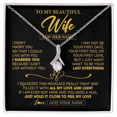 Alluring Beauty Necklace 14K White Gold Finish | 1 | Personalized To My Beautiful Wife Necklace From Husband I Can't Live Without You Romantic Valentines Gifts For Wife Birthday Christmas Gift Box Message Card | siriusteestore.myshopify