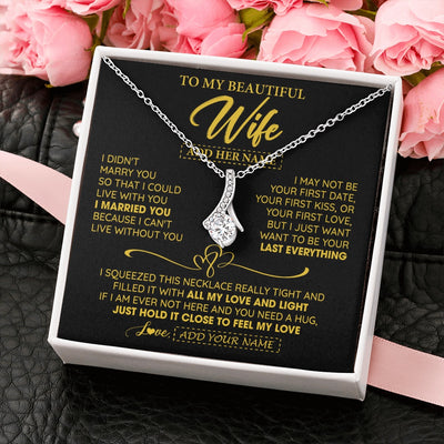 Alluring Beauty Necklace 14K White Gold Finish | 2 | Personalized To My Beautiful Wife Necklace From Husband I Can't Live Without You Romantic Valentines Gifts For Wife Birthday Christmas Gift Box Message Card | siriusteestore.myshopify