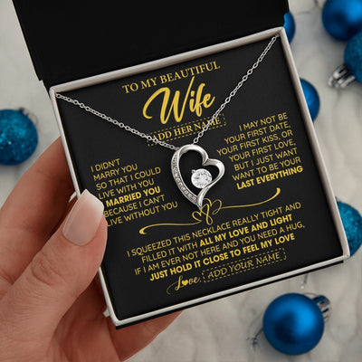 Forever Love Necklace 14K White Gold Finish | 2 | Personalized To My Beautiful Wife Necklace From Husband I Can't Live Without You Romantic Valentines Gifts For Wife Birthday Christmas Gift Box Message Card | siriusteestore.myshopify