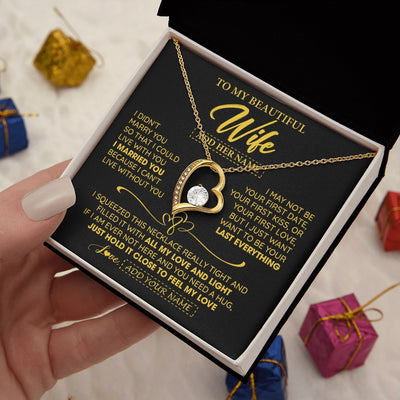 Forever Love Necklace 18K Yellow Gold Finish | 2 | Personalized To My Beautiful Wife Necklace From Husband I Can't Live Without You Romantic Valentines Gifts For Wife Birthday Christmas Gift Box Message Card | siriusteestore.myshopify