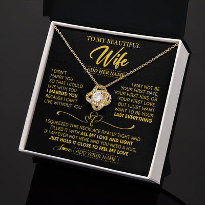 Love Knot Necklace 18K Yellow Gold Finish | 2 | Personalized To My Beautiful Wife Necklace From Husband I Can't Live Without You Romantic Valentines Gifts For Wife Birthday Christmas Gift Box Message Card | siriusteestore.myshopify
