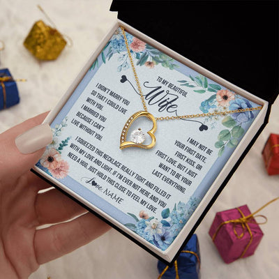 Forever Love Necklace 18K Yellow Gold Finish | 2 | Personalized To My Beautiful Wife Necklace From Husband I Didn't Marry You Hot Wife Birthday Anniversary Wedding Day Christmas Customized Gift Box Message Card | siriusteestore