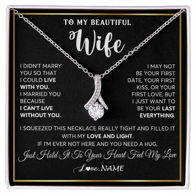Alluring Beauty Necklace 14K White Gold Finish | 1 | Personalized To My Beautiful Wife Necklace From Husband I Love You Wife Birthday Gifts Anniversary Valentines Day Christmas Customized Gift Box Message Card | siriusteestore.myshopify