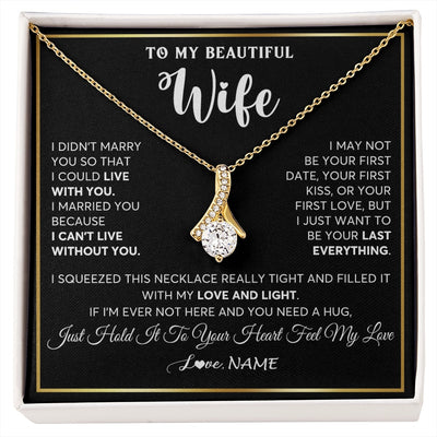 Alluring Beauty Necklace 18K Yellow Gold Finish | 1 | Personalized To My Beautiful Wife Necklace From Husband I Love You Wife Birthday Gifts Anniversary Valentines Day Christmas Customized Gift Box Message Card | siriusteestore.myshopify