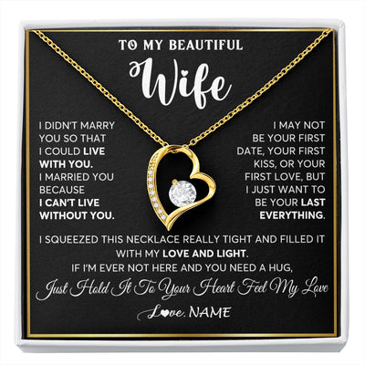 Forever Love Necklace 18K Yellow Gold Finish | 1 | Personalized To My Beautiful Wife Necklace From Husband I Love You Wife Birthday Gifts Anniversary Valentines Day Christmas Customized Gift Box Message Card | siriusteestore.myshopify