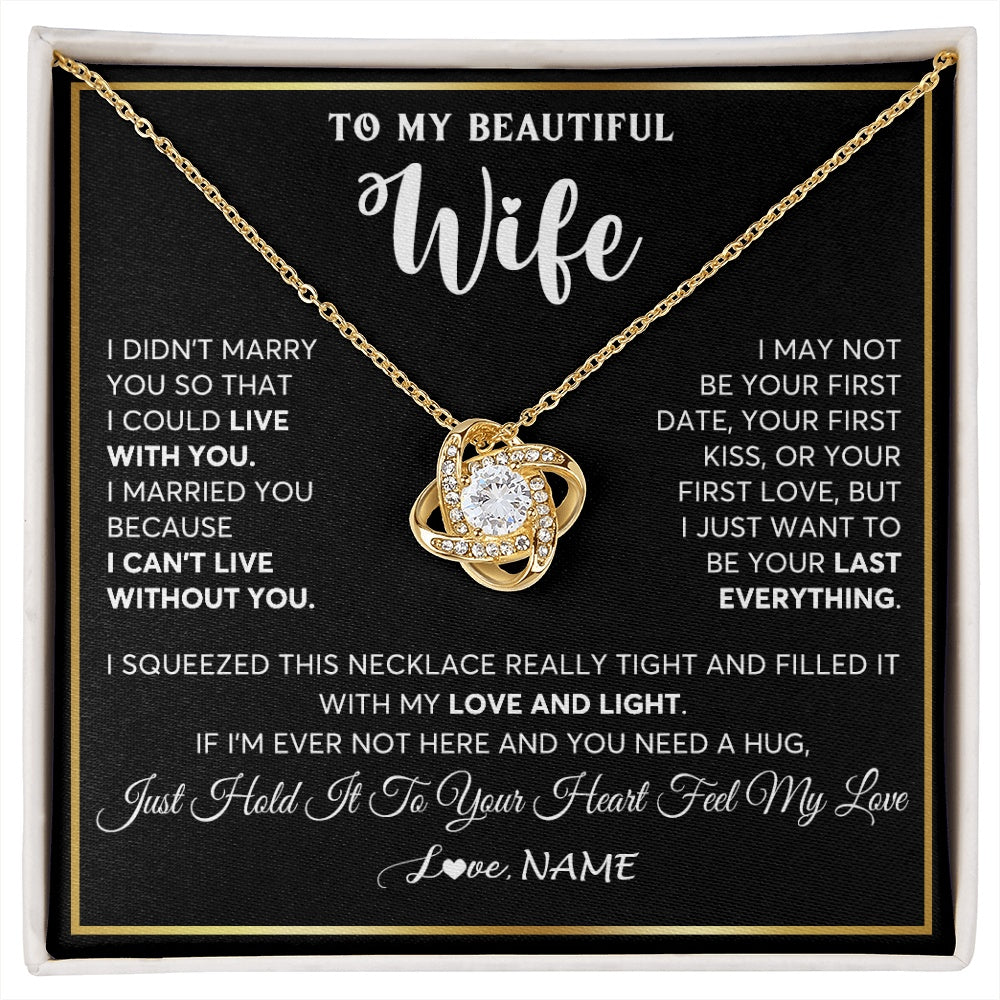 Love Knot Necklace 18K Yellow Gold Finish | 1 | Personalized To My Beautiful Wife Necklace From Husband I Love You Wife Birthday Gifts Anniversary Valentines Day Christmas Customized Gift Box Message Card | siriusteestore.myshopify