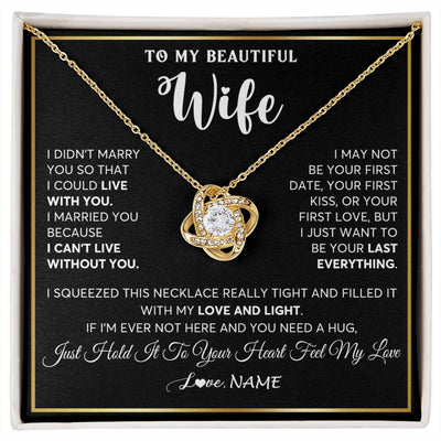 Love Knot Necklace 18K Yellow Gold Finish | 1 | Personalized To My Beautiful Wife Necklace From Husband I Love You Wife Birthday Gifts Anniversary Valentines Day Christmas Customized Gift Box Message Card | siriusteestore.myshopify