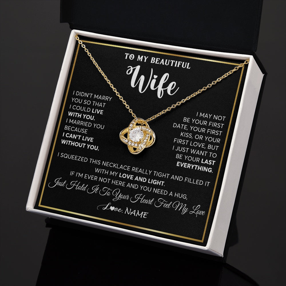 Love Knot Necklace 18K Yellow Gold Finish | 2 | Personalized To My Beautiful Wife Necklace From Husband I Love You Wife Birthday Gifts Anniversary Valentines Day Christmas Customized Gift Box Message Card | siriusteestore.myshopify