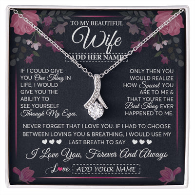 Alluring Beauty Necklace 14K White Gold Finish | 1 | Personalized To My Beautiful Wife Necklace From Husband I Love You Wife Gifts Romantic Valentines Birthday For Her Christmas Custom Gift Box Message Card | siriusteestore.myshopify