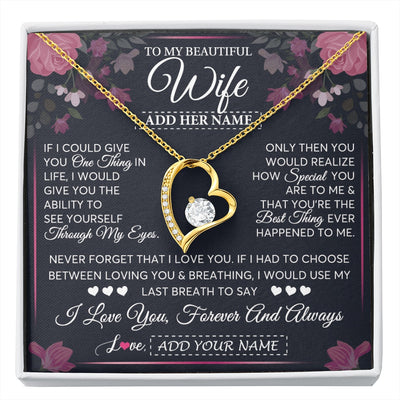 Forever Love Necklace 18K Yellow Gold Finish | 1 | Personalized To My Beautiful Wife Necklace From Husband I Love You Wife Gifts Romantic Valentines Birthday For Her Christmas Custom Gift Box Message Card | siriusteestore.myshopify